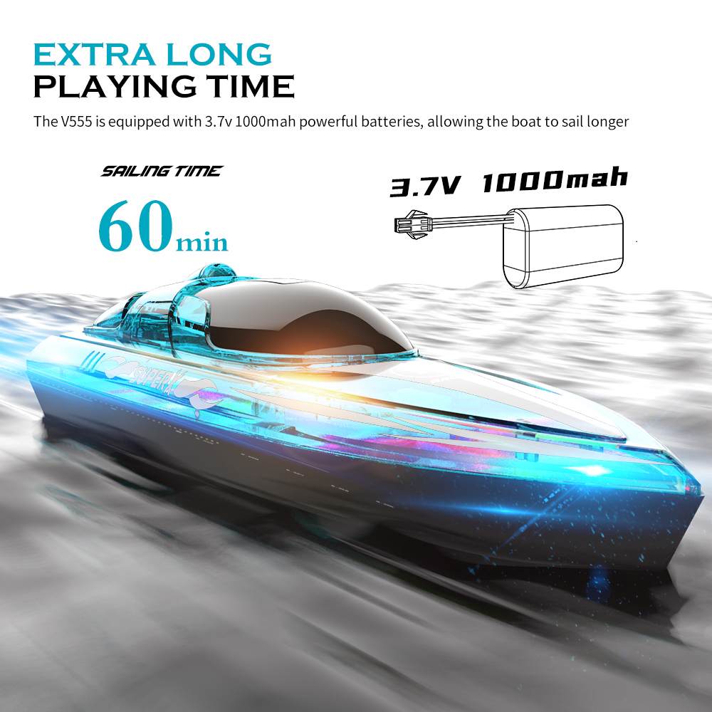 Flytec_V555_Green_2.4GHz_Racing_RC_Boats_15KMH_Transparent Cover_Bright LED Light Effect_06.jpg