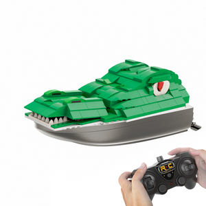 V701 Blocks Building Crocodile Head RC Boat High Speed Boat DIY Blocks Toys For Kids