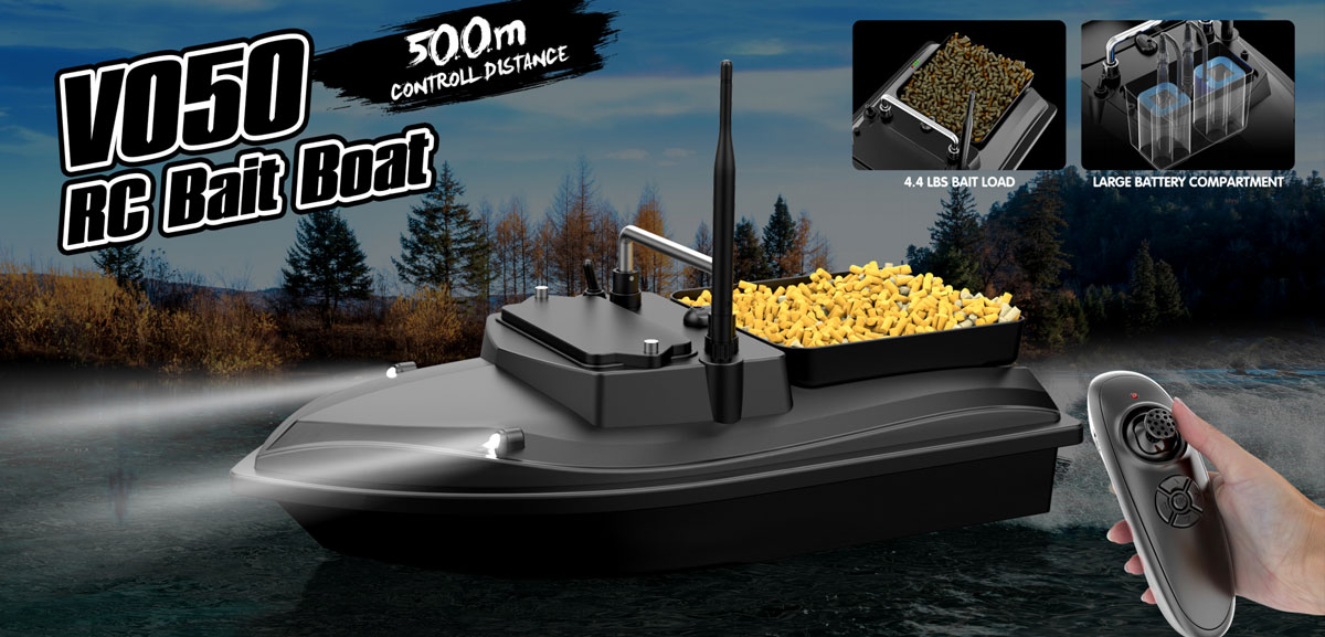 16 Point Electric GPS Bait Boat With 3 Hoppers, 500M Range, 2KG