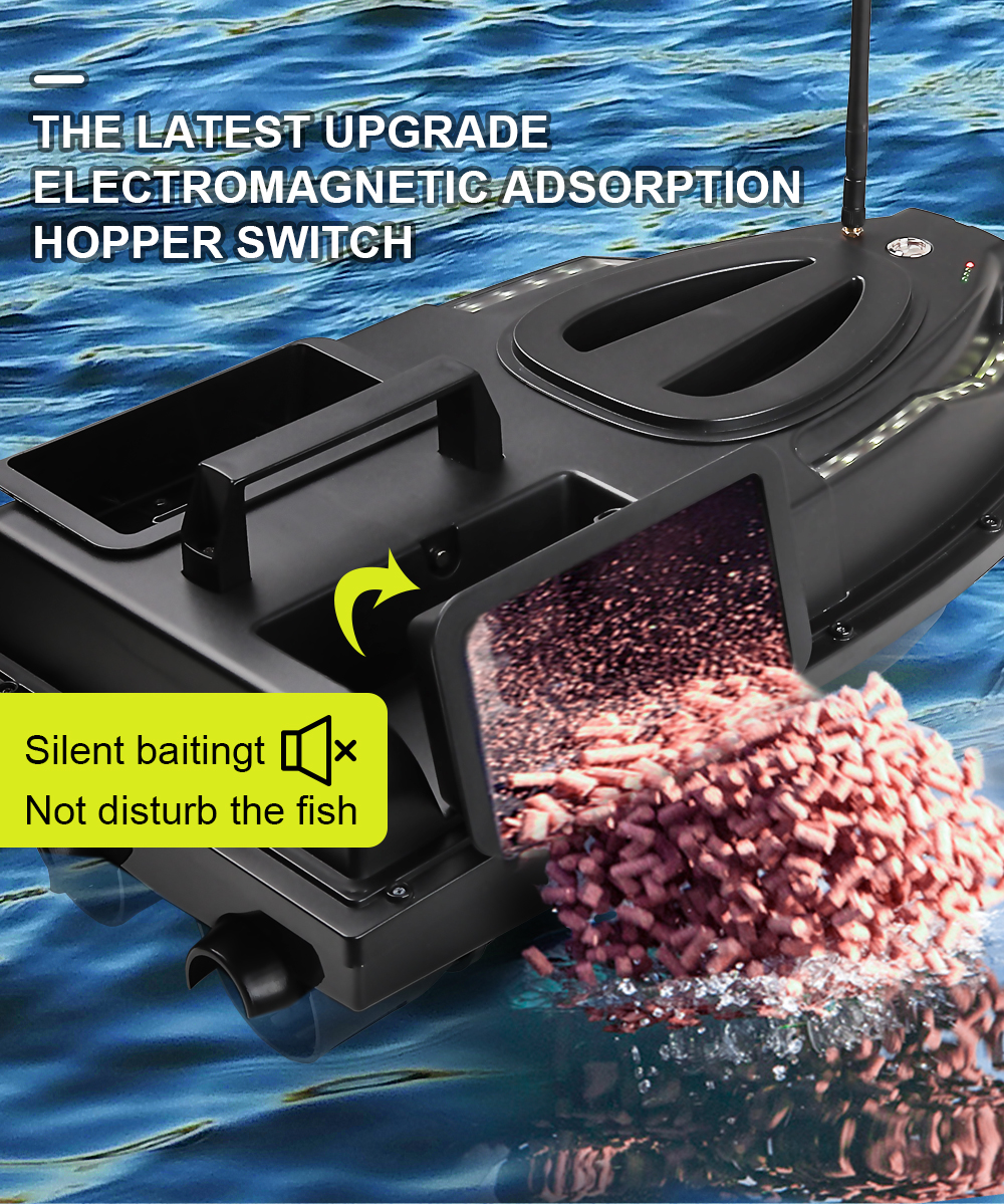 RC Bait Boat V700 GPS 500M Auto Driving Auto Return Hoppers Load 2kg with Steering Light for Fishing Cast Fishing Net