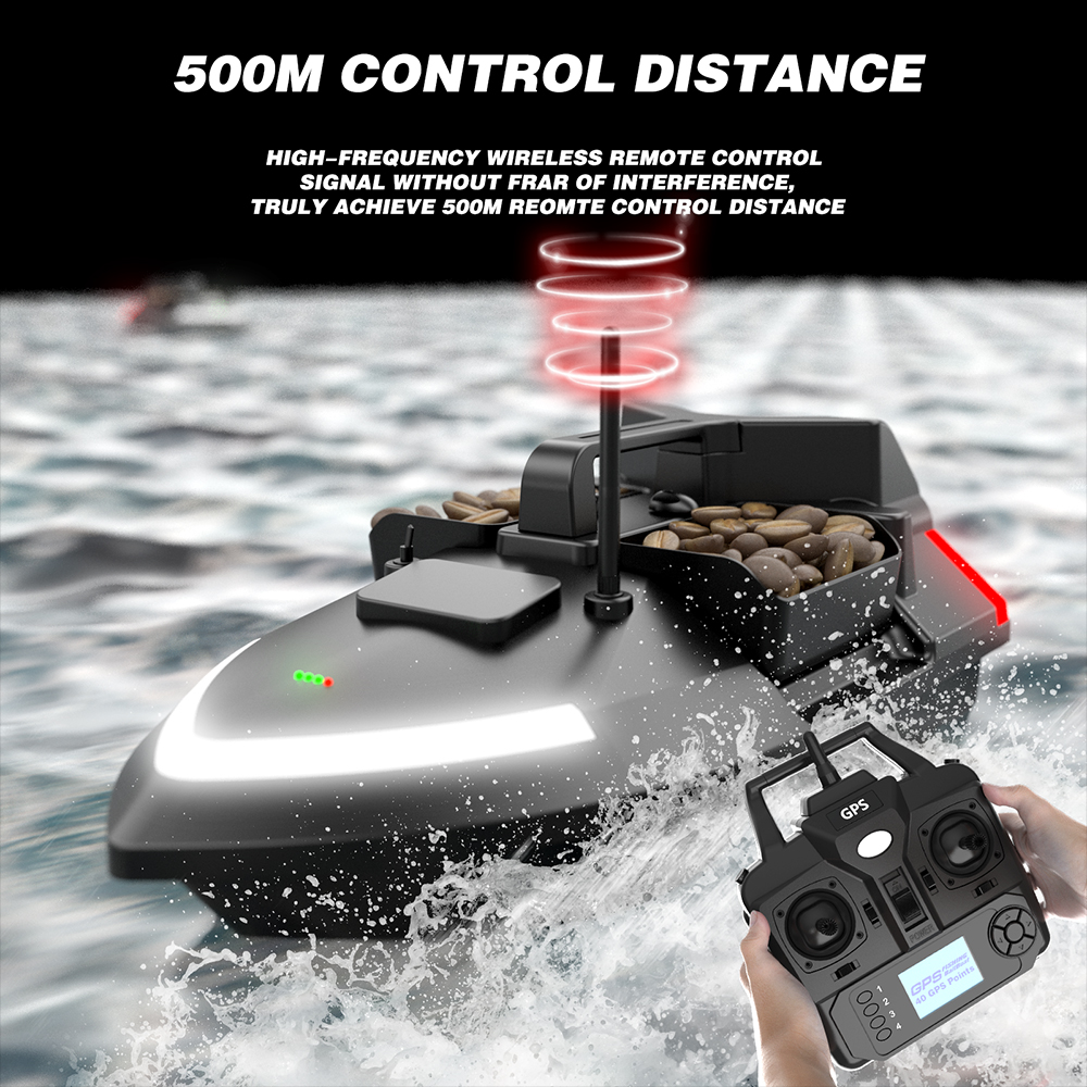 V020 500M Distance GPS Bait Boat 3 Hoppers 40 Points Autopilot RC Bait Boat  For Carp Fishing - iRctoy.com