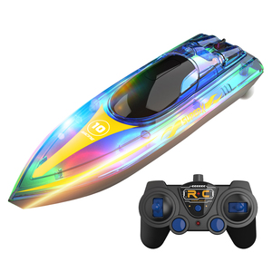 V555 2.4GHz Racing RC Boats 15KM/H With Transparent Cover And Bright LED Light Effect For Lakes Pool