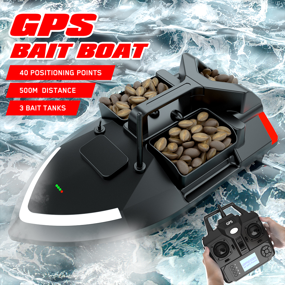 Wireless GPS Fishing Bait Boat with 3 Bait Containers Remo Control Bait Boat with 16-points GPS Positioning Function Automatic Return Function, Size