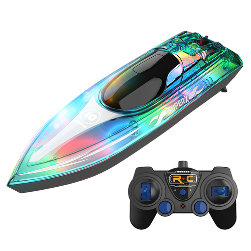 V555 Glow At Night LED Lighting RC Racing Boat High Speed Fast Yacht Creative Toys Gifts For Kids
