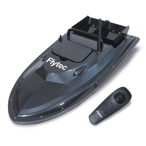 Flytec V007 Fishing Bait Boat With Fixed Speed Cruise Yaw Correction Features Carbon Black