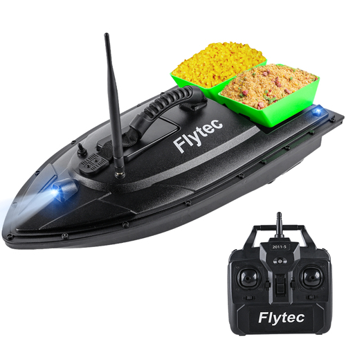 Flytec 2011-5 500M Bait Fishing Boat with Two Fish Finder 1.5kg Loading Tanks RC Boat Green 