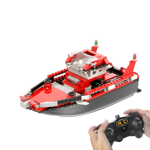 V609 Fire Man Blocks Building RC Boat DIY Toys RC Boat High Speed Racing Boat For Pool