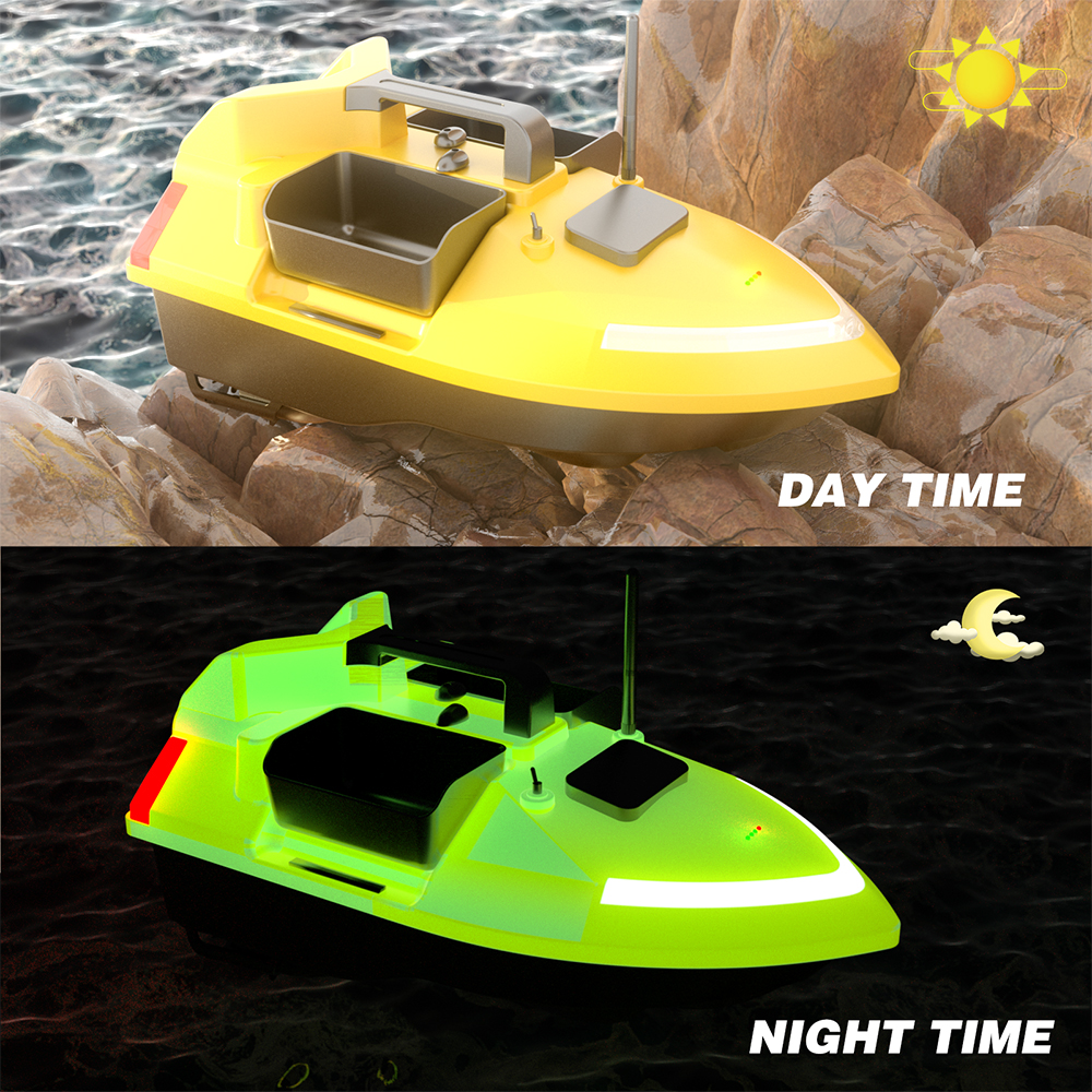 V020 GPS Self-Illuminating RC Fishing Bait Boat 500M Auto Return Triple Bin  4.4lb Baiting Loading 