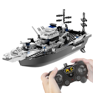 V202 Military Warship Battleship Building Blocks Sets City Police RC Racing Boat Building Toy
