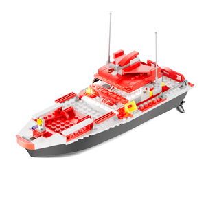 V205 Firefighting Building Block Toy RC Boat, Early Education Toy Puzzle Gift Boat