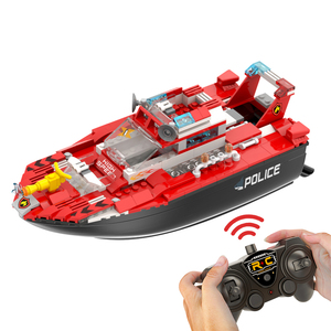 V706 City Fire Rescue RC Boat Building Block Set, 20KM/h Firefighter STEM Toys Ship Model