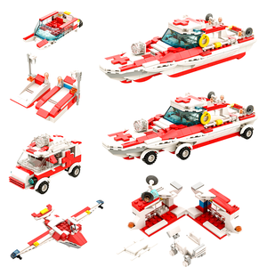V208 7 In 1 DIY Maritime Rescue Medical Building Block Set, Operating Room Ambulance Rescue Aircraft
