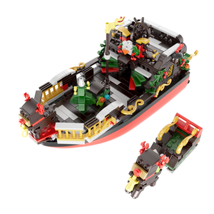 V608 Building Block RC Boat for Christmas, With Elk Decorations Xmax Gifts Toy Boat